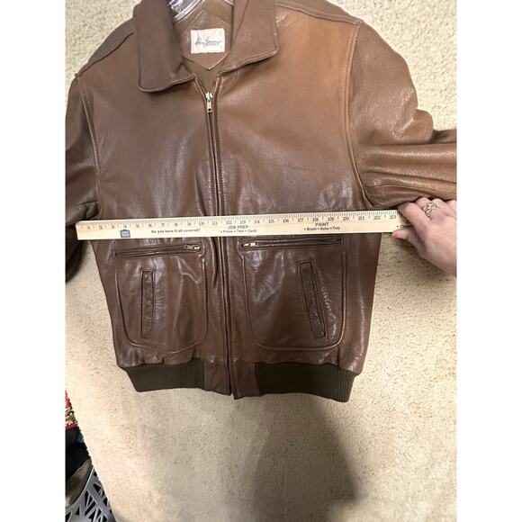 Adam Spencer Vtg Leather A2 Bomber Jacket Distressed Quilted Lining Men's Sz 42 - Picture 6 of 16